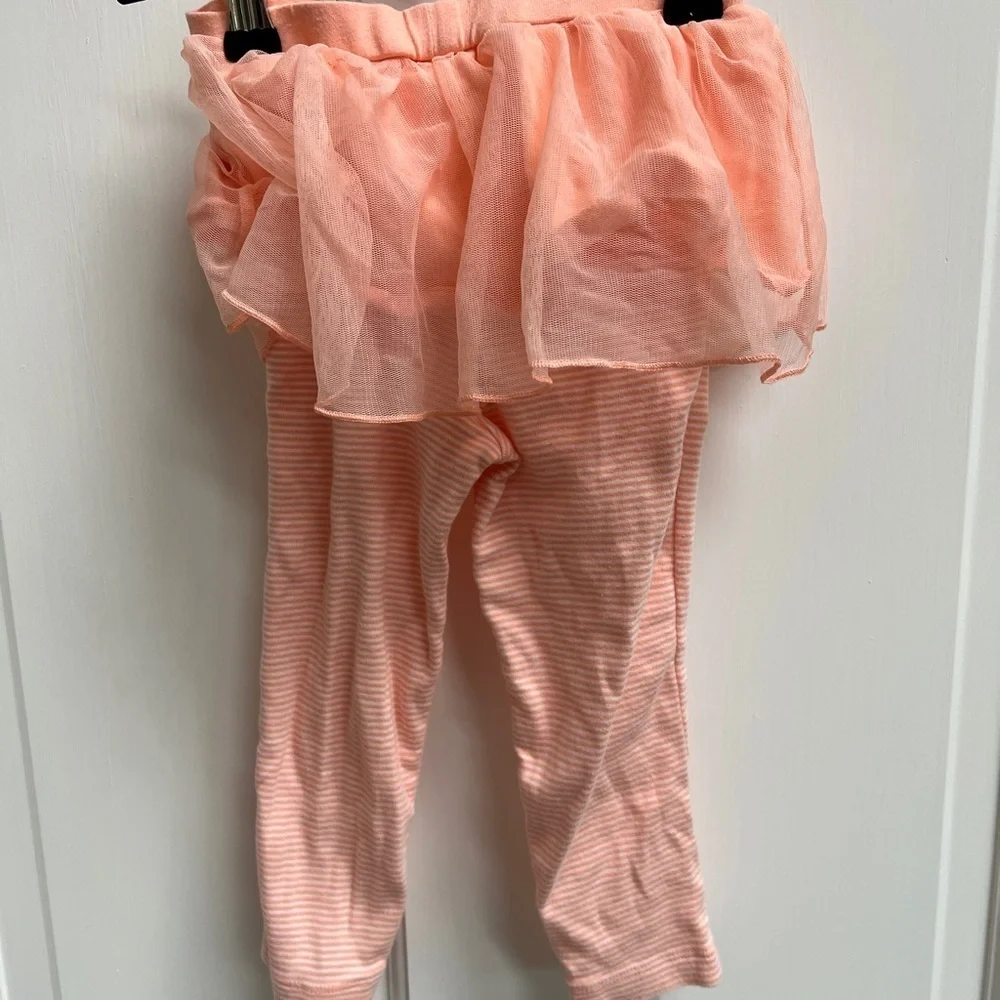 Carter’s 24M Orange and White Stripe Legging Pants with Ruffle Top